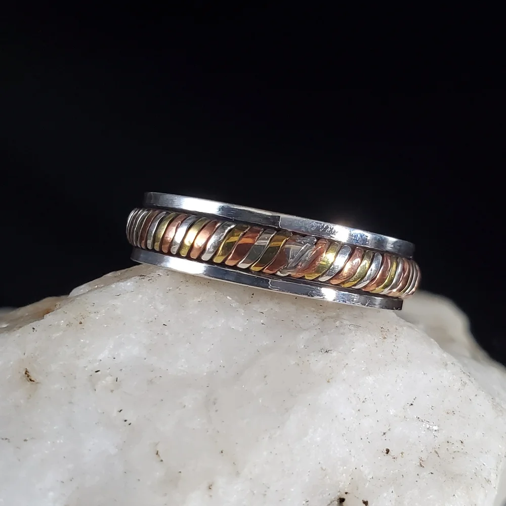 Unique Men's Jewelry Solid Sterling 925 Silver 14K Gold Ring Gift For Man